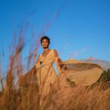 Ochre Makosh Goddess Dress • Fairy Wings Dress • Light Cotton Formal Dress - AYA Sacred Wear