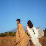 Ochre Makosh Goddess Dress • Fairy Wings Dress • Light Cotton Formal Dress - AYA Sacred Wear