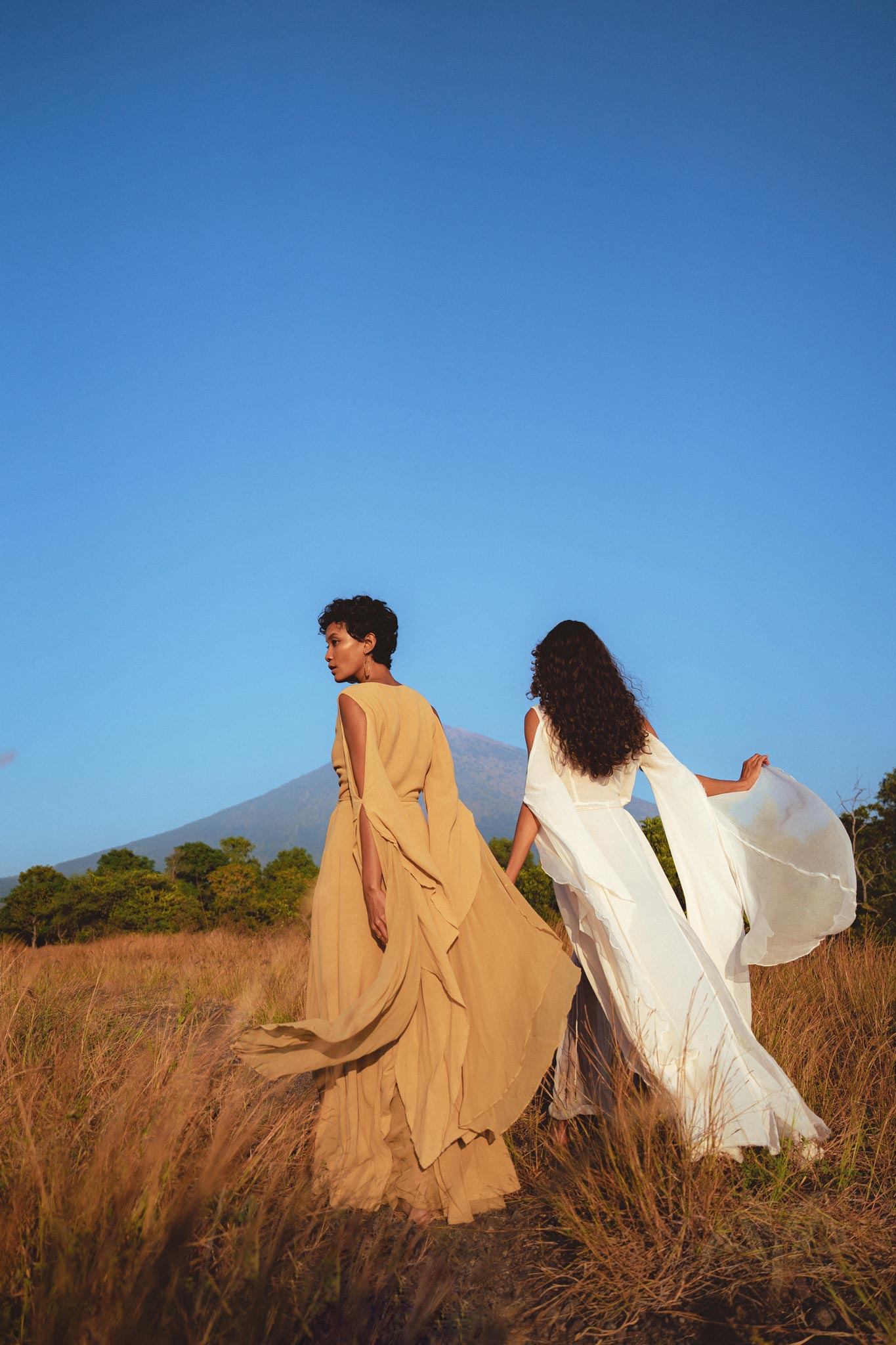Ochre Makosh Goddess Dress • Fairy Wings Dress • Light Cotton Formal Dress - AYA Sacred Wear
