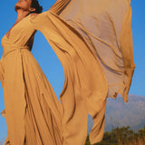 Ochre Makosh Goddess Dress • Fairy Wings Dress • Light Cotton Formal Dress - AYA Sacred Wear