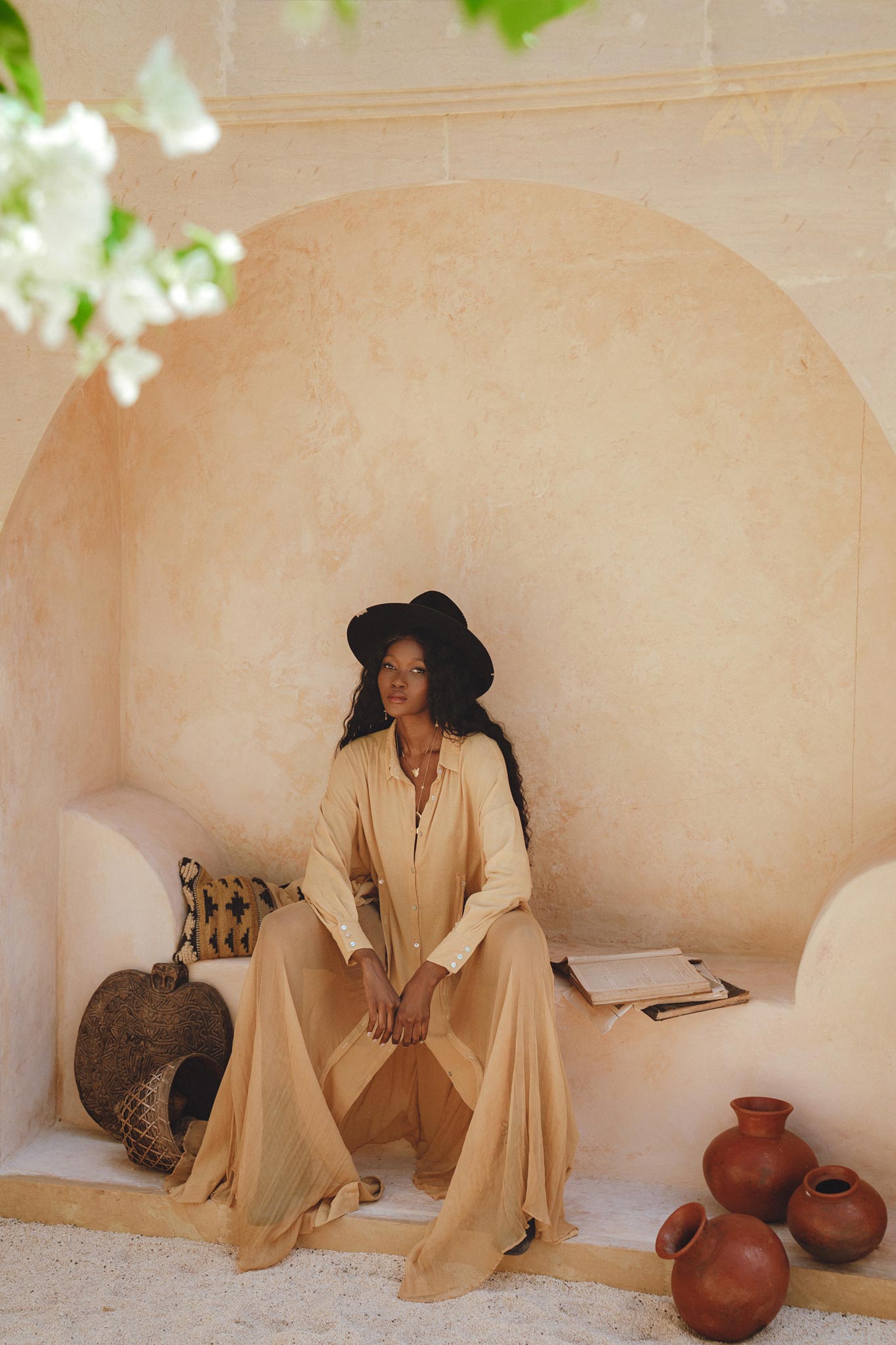 Be the envy of your friends in the Ochre Boho Shirt Dress by Aya Sacred Wear