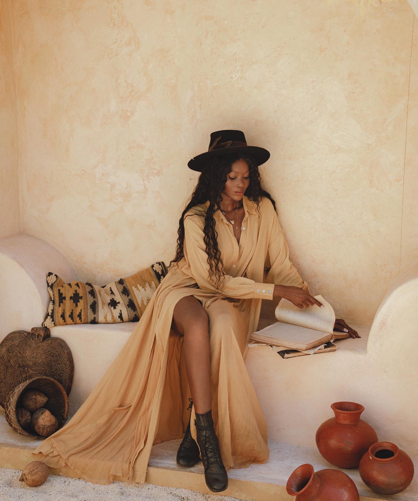 This Ochre Boho Shirt Dress by Aya Sacred Wear is the perfect wardrobe staple