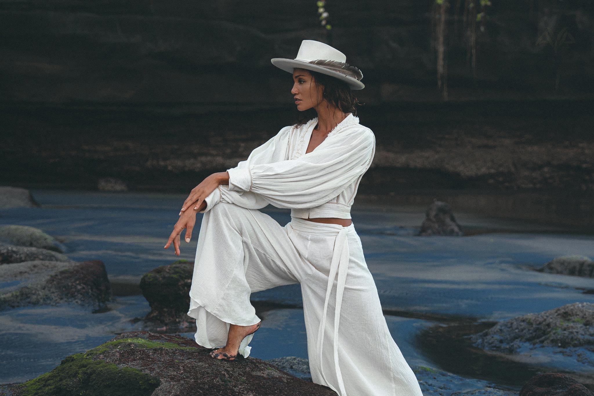 Off White Adjustable Pants • Casual Wide Boot Trousers • Cocktail Summer Pants - AYA Sacred Wear