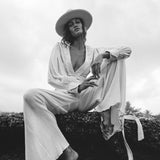 Off White Adjustable Pants • Casual Wide Boot Trousers • Cocktail Summer Pants - AYA Sacred Wear