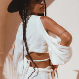 Off - White Ambrosia Set Top and Pants • Organic Boho Top & Trousers for Women - AYA Sacred Wear