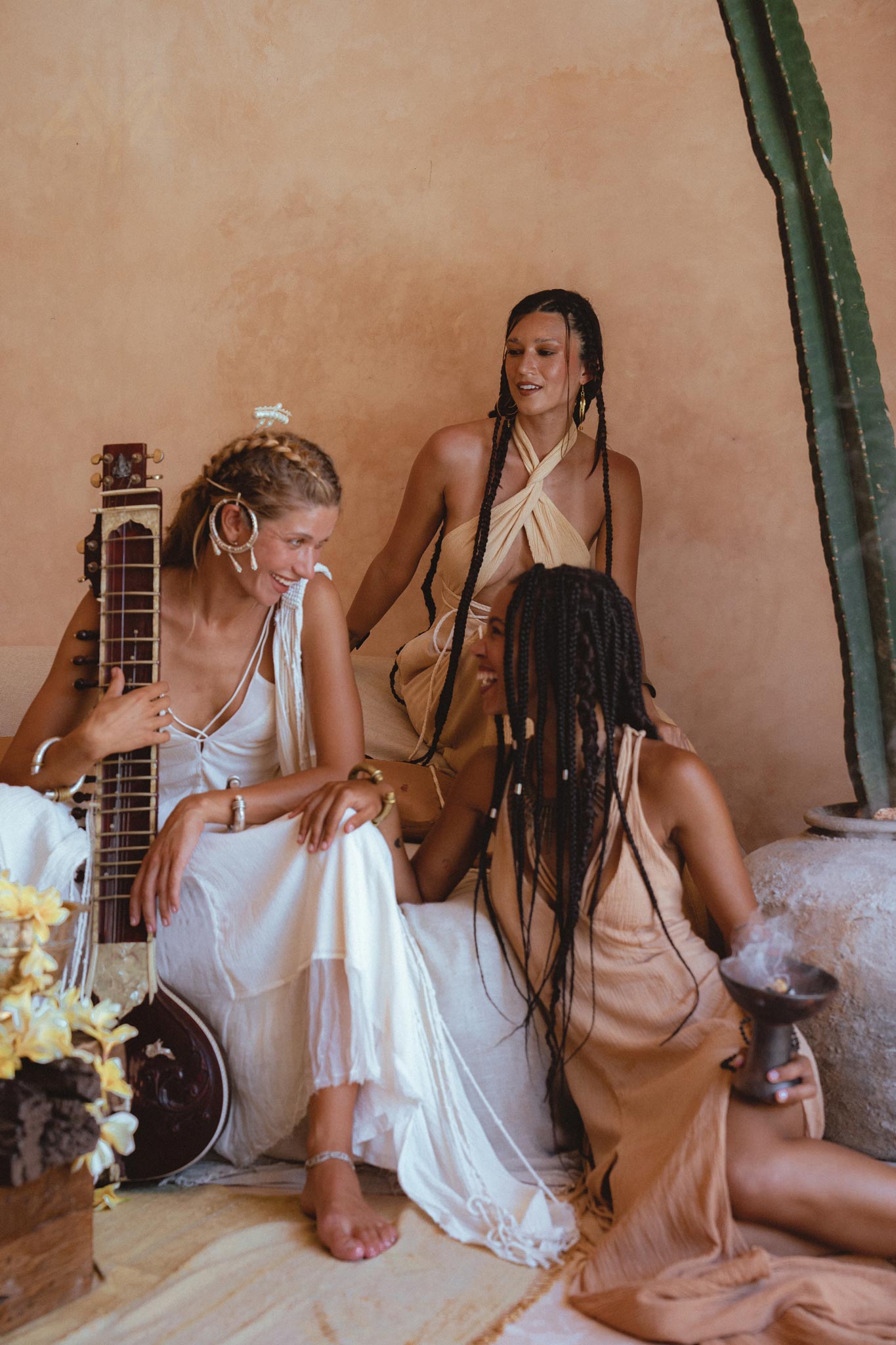 Off White Athena Cape • Bohemian Macrame Robe for Women • Boho Braided Cape Dress - AYA Sacred Wear
