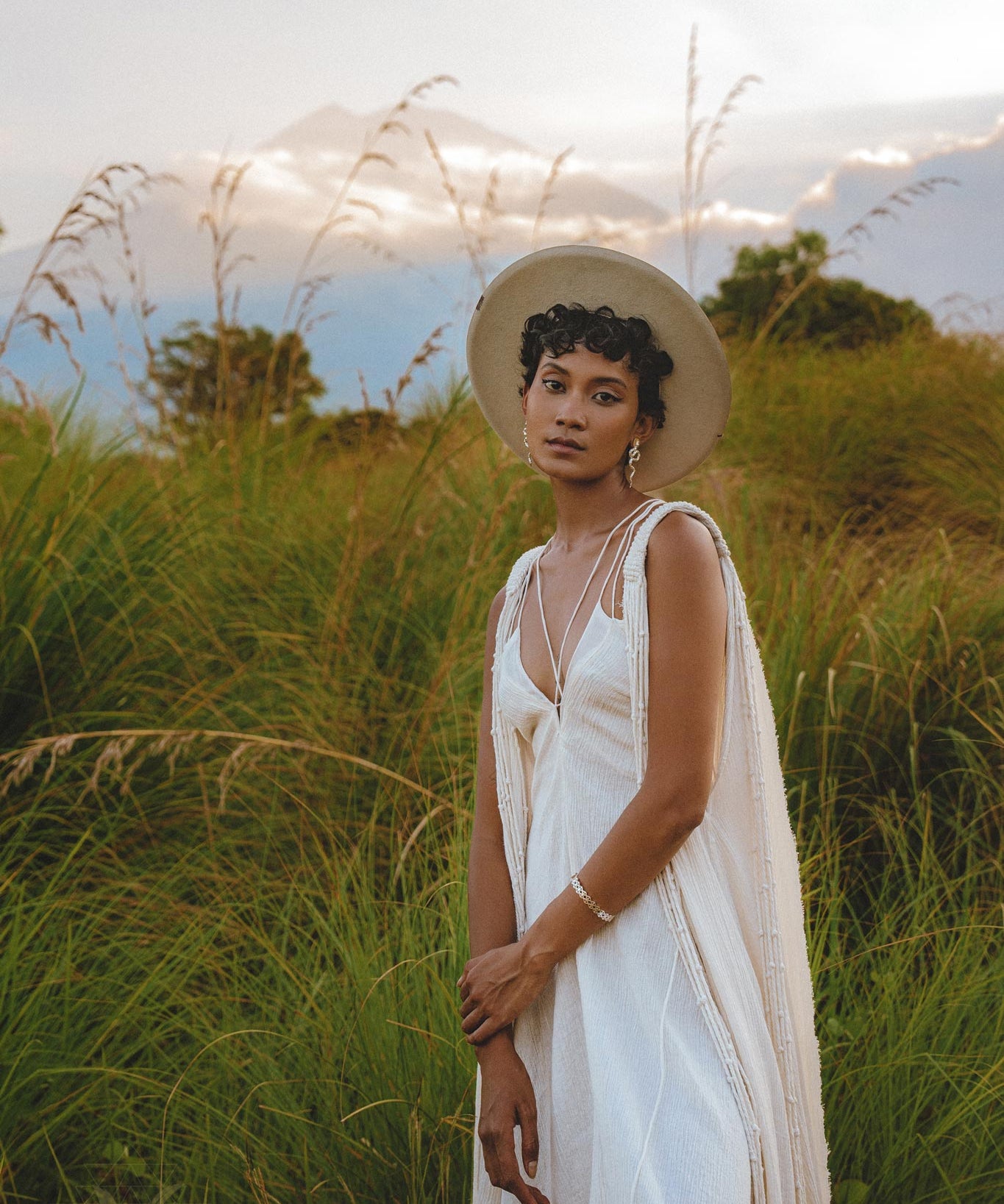 Off White Athena Cape • Bohemian Macrame Robe for Women • Boho Braided Cape Dress - AYA Sacred Wear