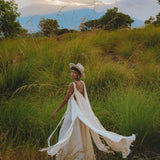 Off White Athena Cape • Bohemian Macrame Robe for Women • Boho Braided Cape Dress - AYA Sacred Wear