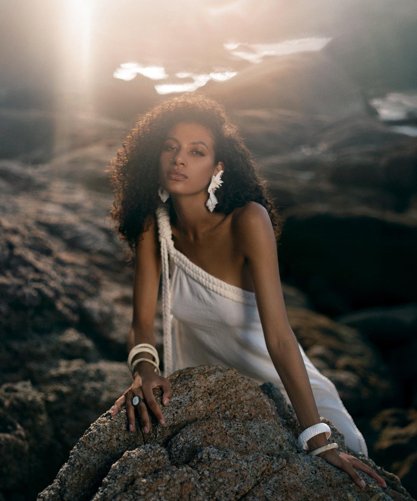 Off - White Aurora Greek Goddess Dress • Greek Gown Toga Dress • Asymmetrical One Shoulder Dress - AYA Sacred Wear