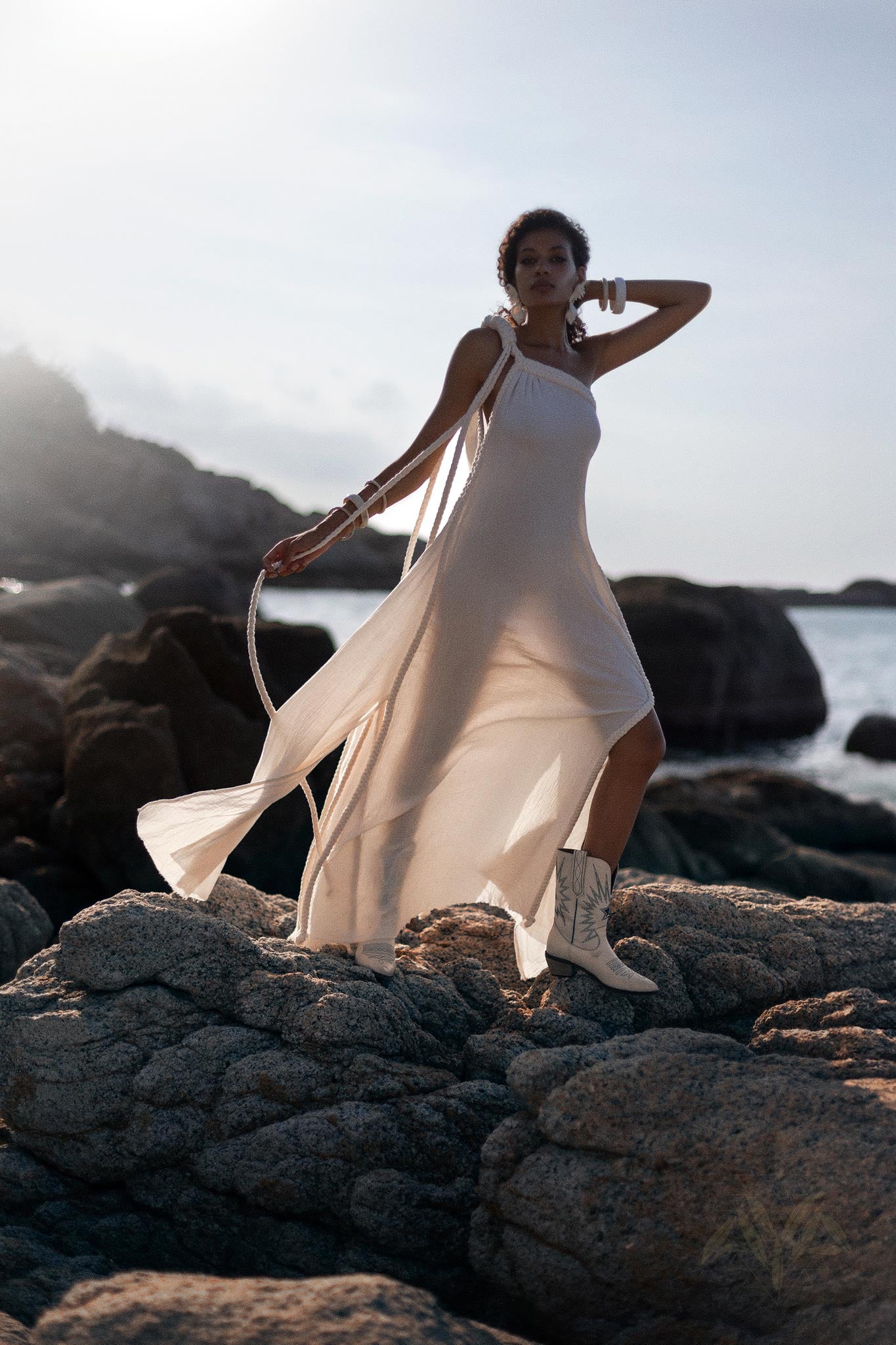 Off - White Aurora Greek Goddess Dress • Greek Gown Toga Dress • Asymmetrical One Shoulder Dress - AYA Sacred Wear