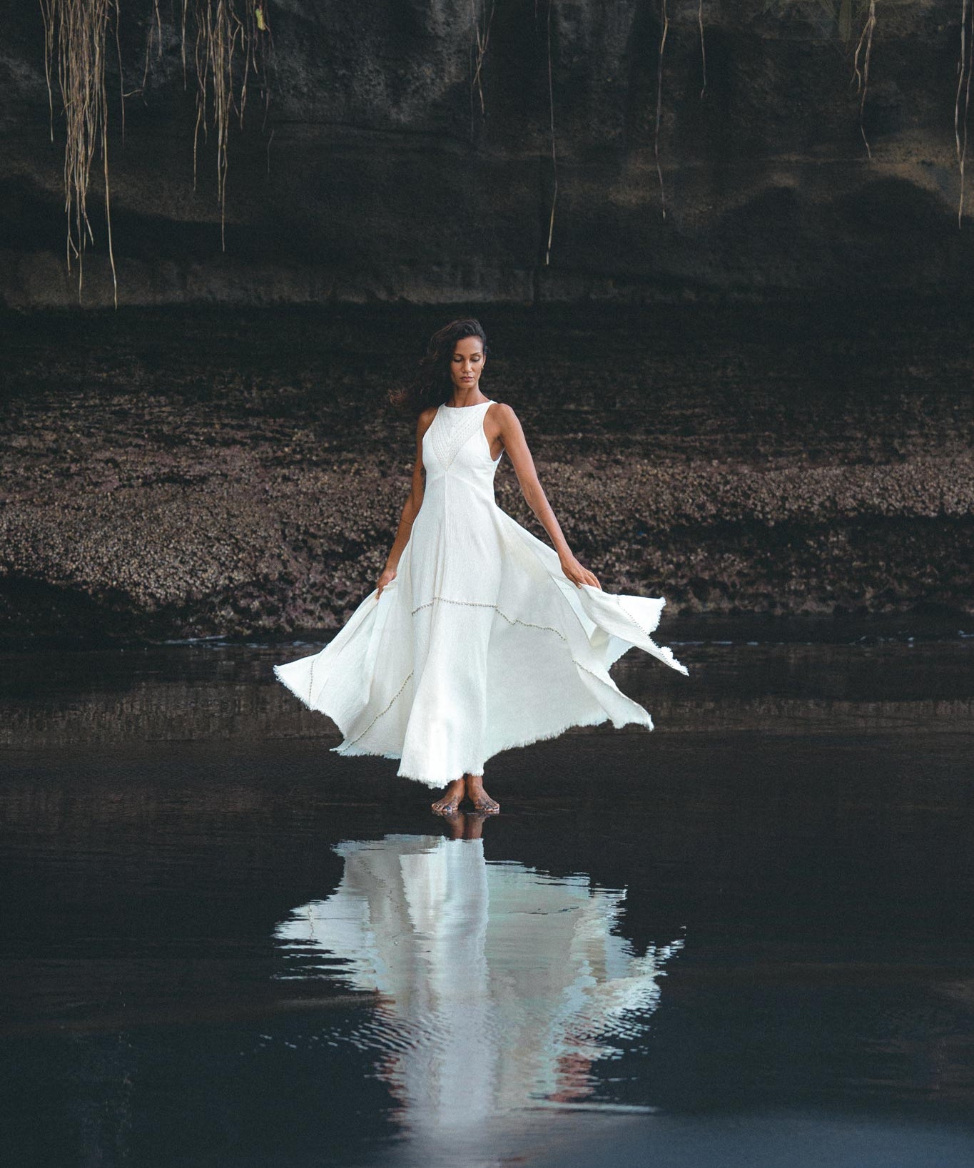 Off White Bhakti Dress • Bridal Hand Embroidered Dress • Organic Wedding Dress - AYA Sacred Wear