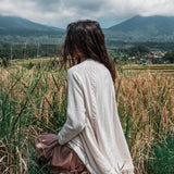 Off - White Bohemian Raw Cotton Coat Cape Wrap - AYA Sacred Wear