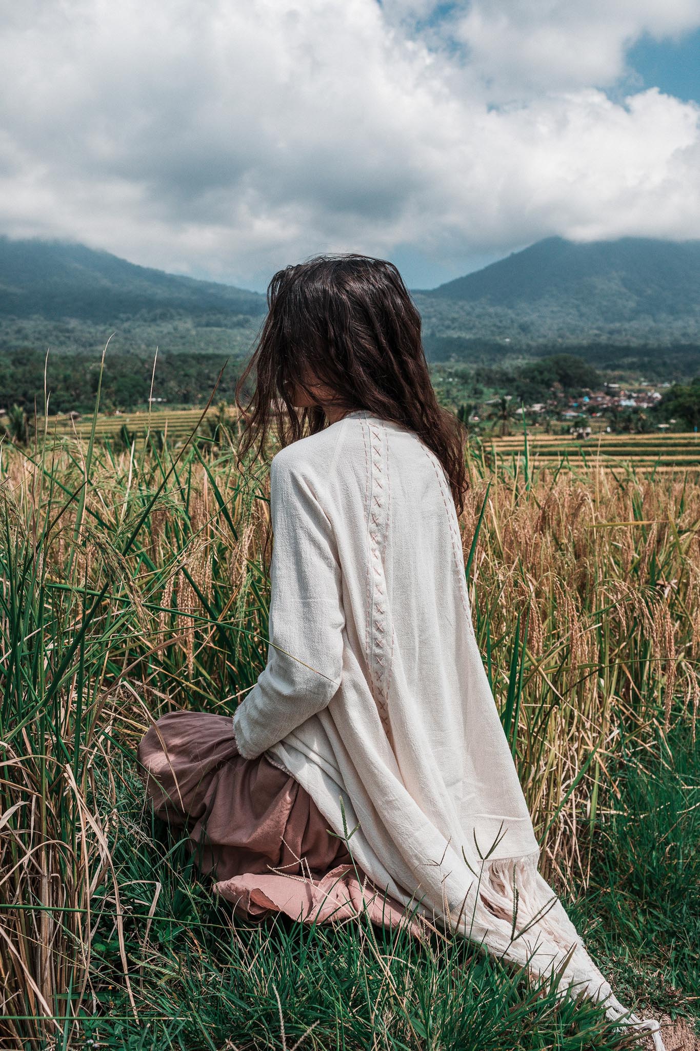 Off - White Bohemian Raw Cotton Coat Cape Wrap - AYA Sacred Wear
