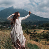 Off - White Bohemian Raw Cotton Coat Cape Wrap - AYA Sacred Wear