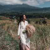 Off - White Bohemian Raw Cotton Coat Cape Wrap - AYA Sacred Wear