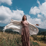 Off-White Bohemian Raw Cotton Coat Cape Wrap - AYA Sacred Wear