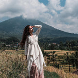 Off - White Bohemian Raw Cotton Coat Cape Wrap - AYA Sacred Wear