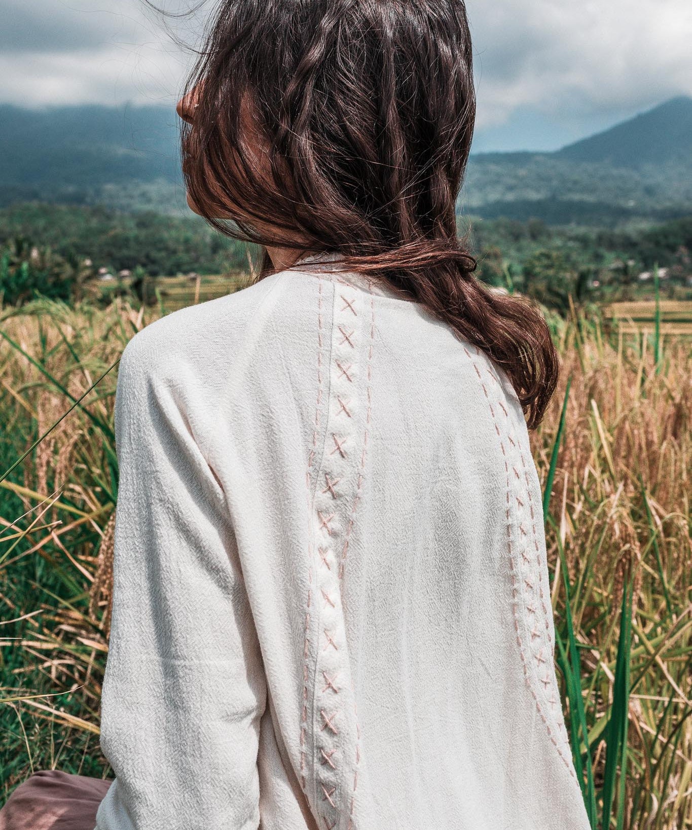 Off - White Bohemian Raw Cotton Coat Cape Wrap - AYA Sacred Wear
