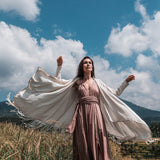 Off - White Bohemian Raw Cotton Coat Cape Wrap - AYA Sacred Wear