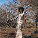 Off - White Bohemian Top with Tassels Sides - AYA Sacred Wear