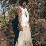 Off - White Bohemian Top with Tassels Sides - AYA Sacred Wear