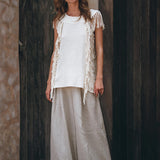 Off - White Bohemian Top with Tassels Sides - AYA Sacred Wear
