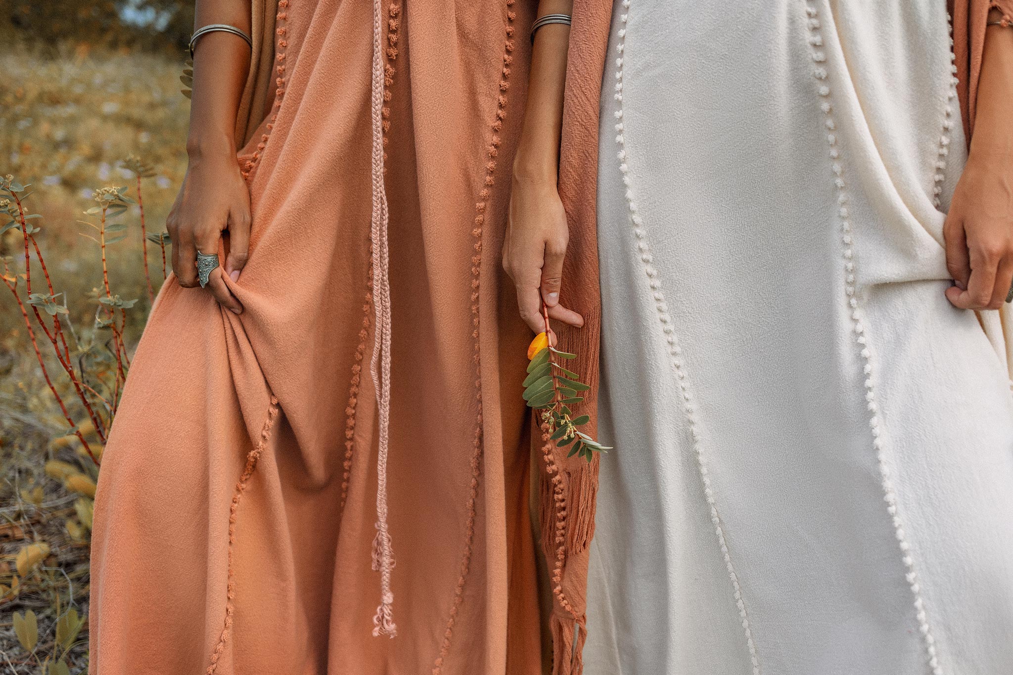 Off - White Boho Beach Wedding Dress • Bohemian Homespun Cotton Dress - AYA Sacred Wear