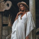 Off - White Boho Beach Wedding Dress • Bohemian Homespun Cotton Dress - AYA Sacred Wear