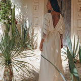 Off - White Boho Dress • Boho Goddess Dress • Maxi Bridesmaid Dress - AYA Sacred Wear