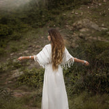Off - White Boho Dress • Boho Goddess Dress • Maxi Bridesmaid Dress - AYA Sacred Wear