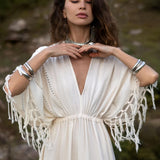 Off - White Boho Dress • Boho Goddess Dress • Maxi Bridesmaid Dress - AYA Sacred Wear