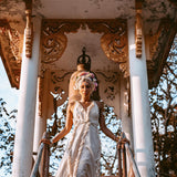 Off - White Boho Open Back Simple Wedding Dress with Hand Loomed Tassels - AYA Sacred Wear