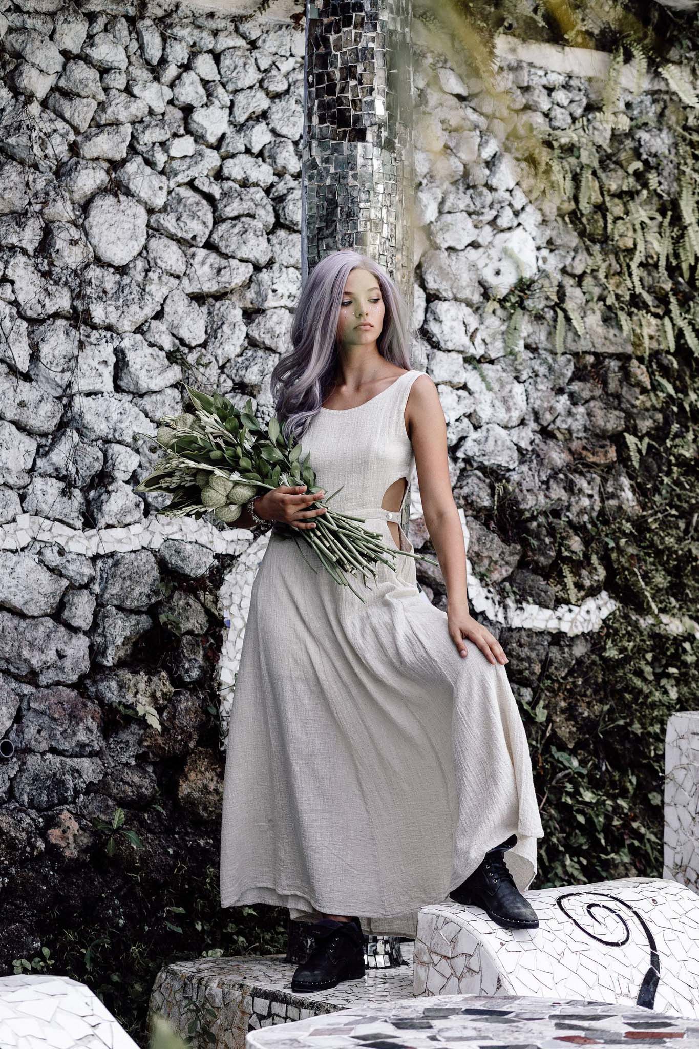 Long Boho Simple Wedding Dress - AYA Sacred Wear