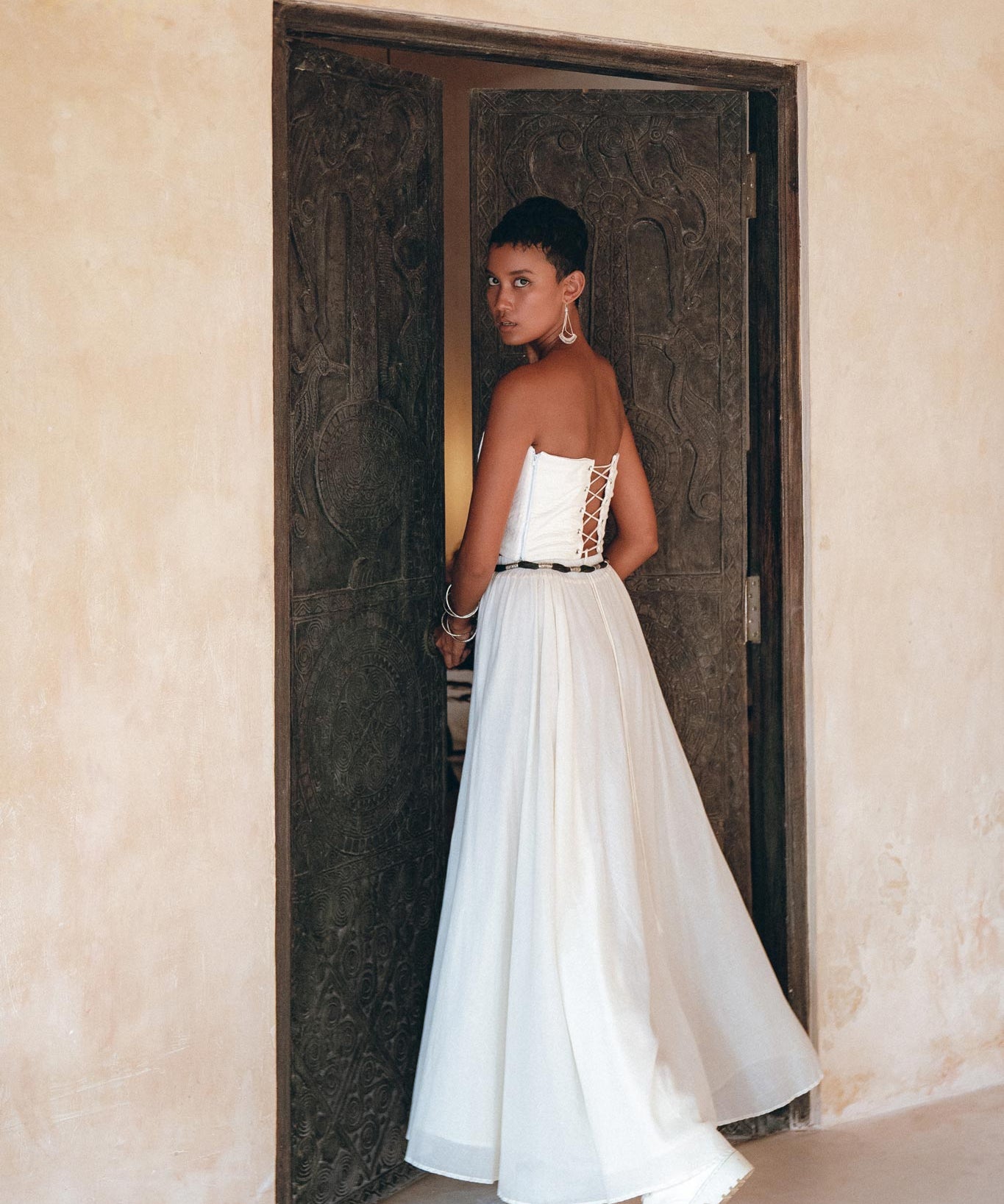 Off - White Boho Top Corset and Skirt • Summer Crop Top Corset and Skirt - AYA Sacred Wear