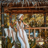 Off - White Boho Tribal Bohemian Dress Entirely Handmade - AYA Sacred Wear