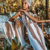 Off - White Boho Tribal Bohemian Dress Entirely Handmade - AYA Sacred Wear