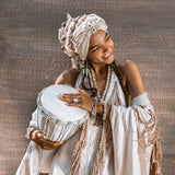 Off - White Boho Tribal Bohemian Dress Entirely Handmade - AYA Sacred Wear