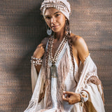 Off - White Boho Tribal Bohemian Dress Entirely Handmade - AYA Sacred Wear