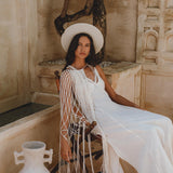 Off - White Calypso Dress • Sexy Open Macrame Back Dress • Organic Stylish Dress - AYA Sacred Wear