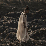 Off - White Cotton Boho Kimono Cover - up • Bridal Cape • Poncho Robe - AYA Sacred Wear