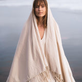 Off - White Cotton Long Boho Shawl - Scarf - AYA Sacred Wear