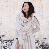 Off - White Cotton Long Boho Shawl - Scarf - AYA Sacred Wear