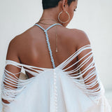 Off - White Cotton Poncho Cape • Organic Tribal Kimono Cover Up - AYA Sacred Wear