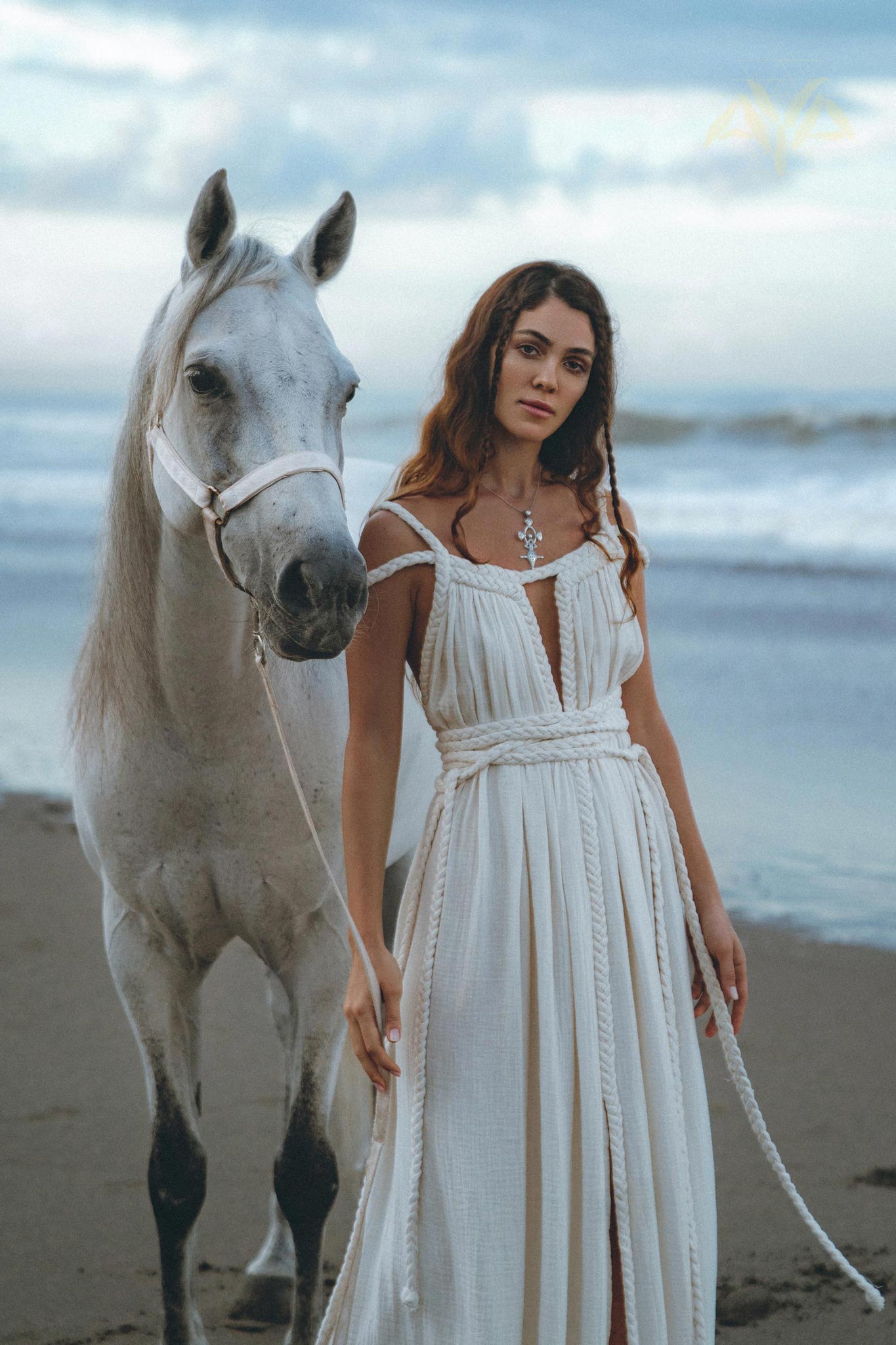 Off - White Greek Goddess Boho Wedding Dress - AYA Sacred Wear