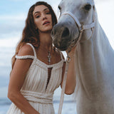 Off - White Greek Goddess Boho Wedding Dress - AYA Sacred Wear