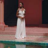 Off - White Greek Goddess Boho Wedding Dress - AYA Sacred Wear