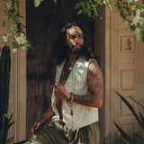 Off - White Hand Embroidered Vest for Men - AYA Sacred Wear