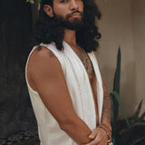 Off - White Hand Embroidered Vest for Men - AYA Sacred Wear