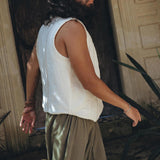 Off - White Hand Embroidered Vest for Men - AYA Sacred Wear