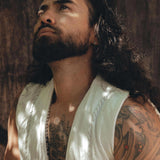 Off - White Hand Embroidered Vest for Men - AYA Sacred Wear